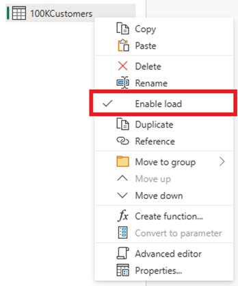 Enable Load option to enable staging