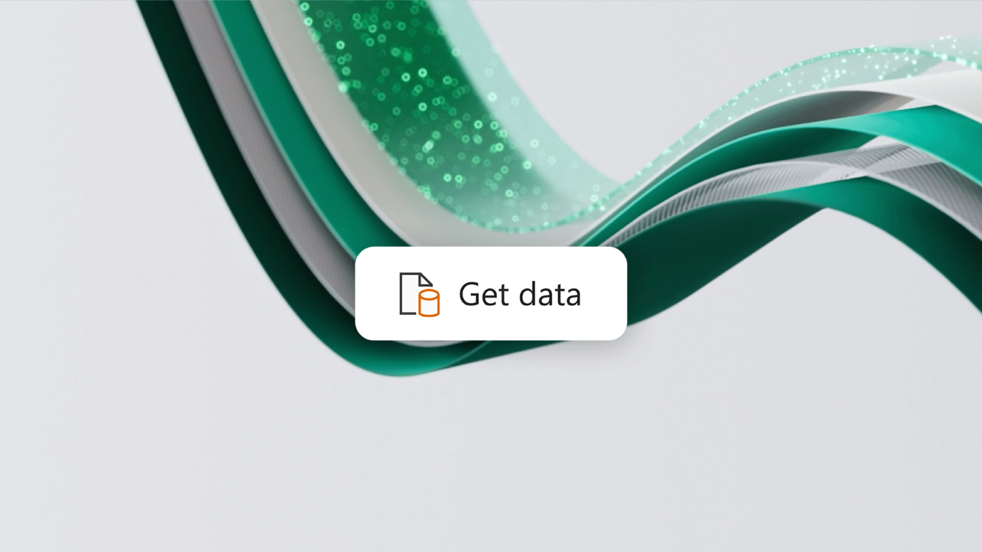 Close-up of the Get data icon with a wave graphic behind it.