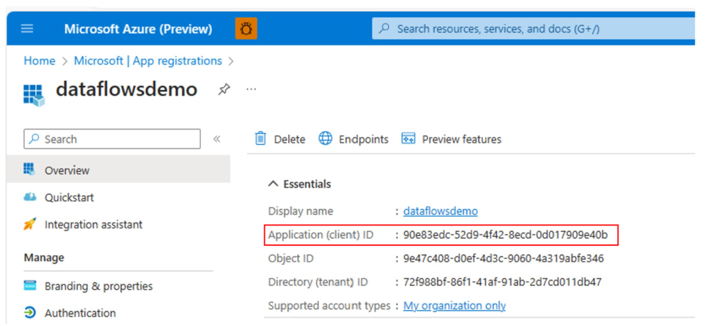 Find client ID in Azure portal