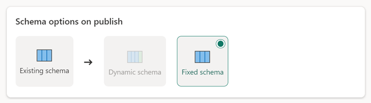 schema options on publish section that define what can be accomplished during a change of the schema
