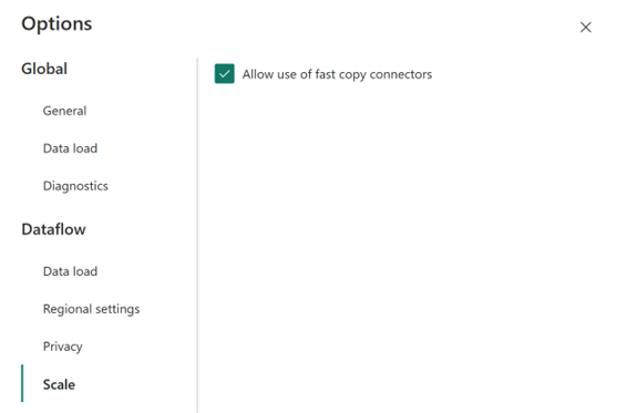 Enable the 'allow use of fast copy connectors' setting