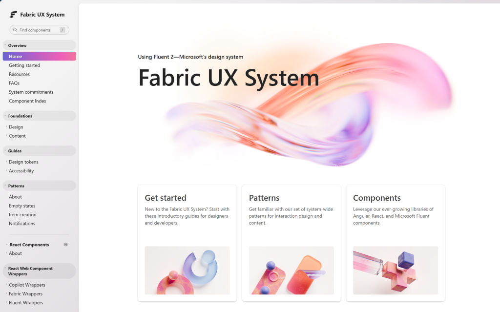Fabric UX System website screenshot